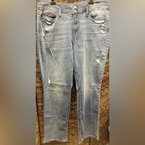 Judy‎ Blue - Size:20W- Light Blue Distressed, Straight Fit Jeans